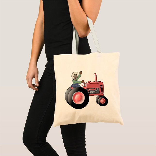 Farmer Riding A Tractor Tote Bag Tygkasse (Skapare uppladdad)