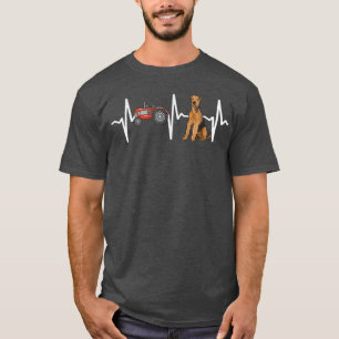 Farmer Tractor Airedale Terrier Heartslag Hund Kär T Shirt