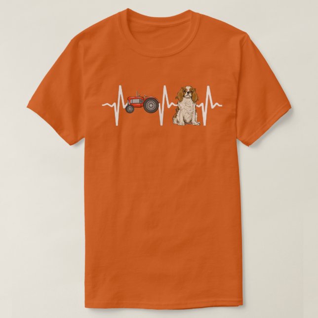 Farmer Tractor Cavalier King Charles Spaniel Heart T Shirt (Design framsida)