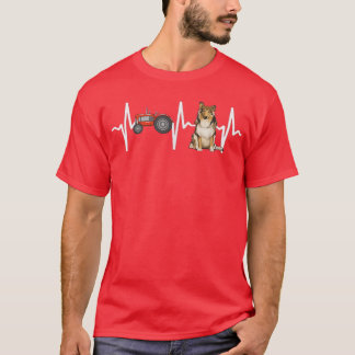 Farmer Tractor Collie Heartslag Hund älskare T Shirt