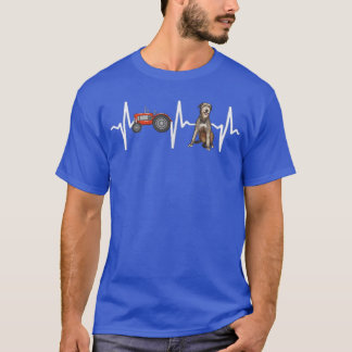 Farmer Tractor Irish Wolfhound Heartbeat Dog Lover T Shirt