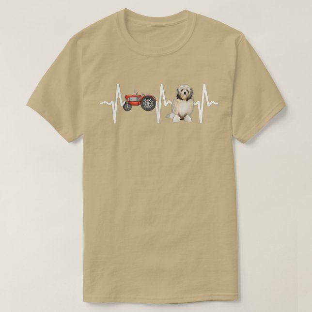 Farmer Tractor Lowchen Heartslag Hund älskare T Shirt (Design framsida)