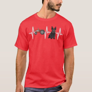 Farmer Tractor Scottish Terrier Heartslag Hund Kär T Shirt