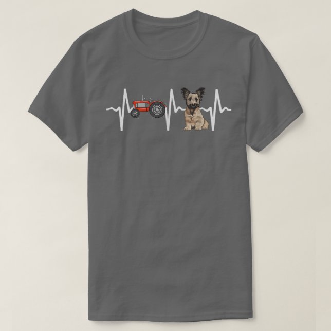 Farmer Tractor Skye Terrier Heartbeat Dog Lover  T Shirt (Design framsida)