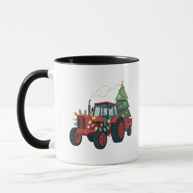 Farmer Tractor Xmas Lighting Tractor Christmas   Mugg (Vänster)