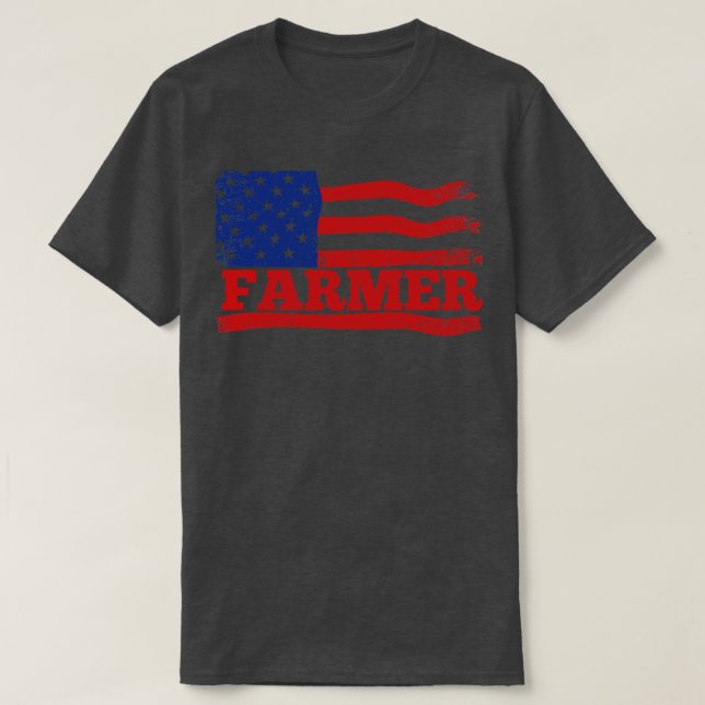 Farmer USA American Flagga Fishing T Shirt (Design framsida)