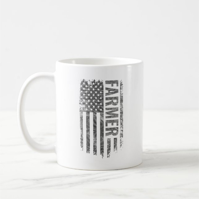 Farmer USA Flag Distressed design Kaffemugg (Vänster)