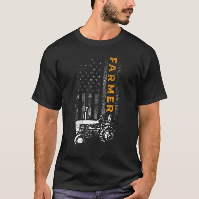 Farmer USA flagga Rancher Barnyard Harvest Farming T Shirt (Framsida)
