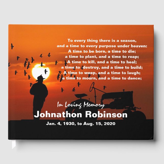 Farmer vid solnedgången "En tid att ta ledigt"-min Gästböcker (Framsida)