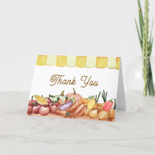 Farmer Watercolor Veggie Fruits Baby Shower Tack Kort
