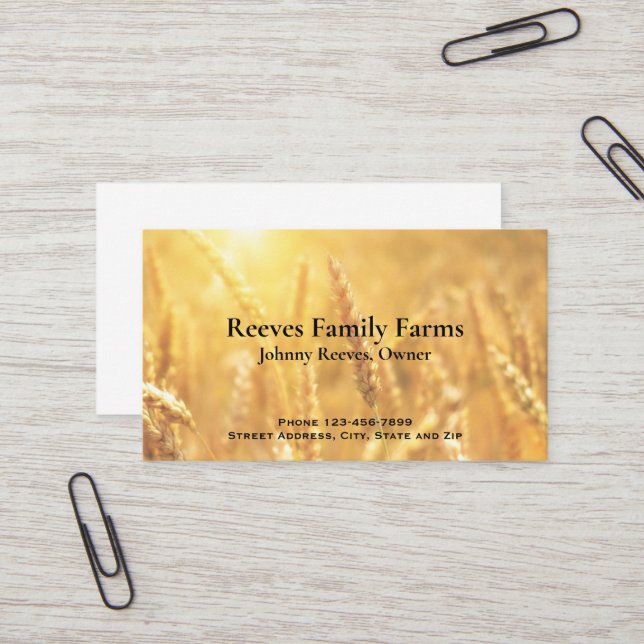 Farmer Wheat Farm Agricultural Business Cards Visitkort (Fram/Back In Situ)