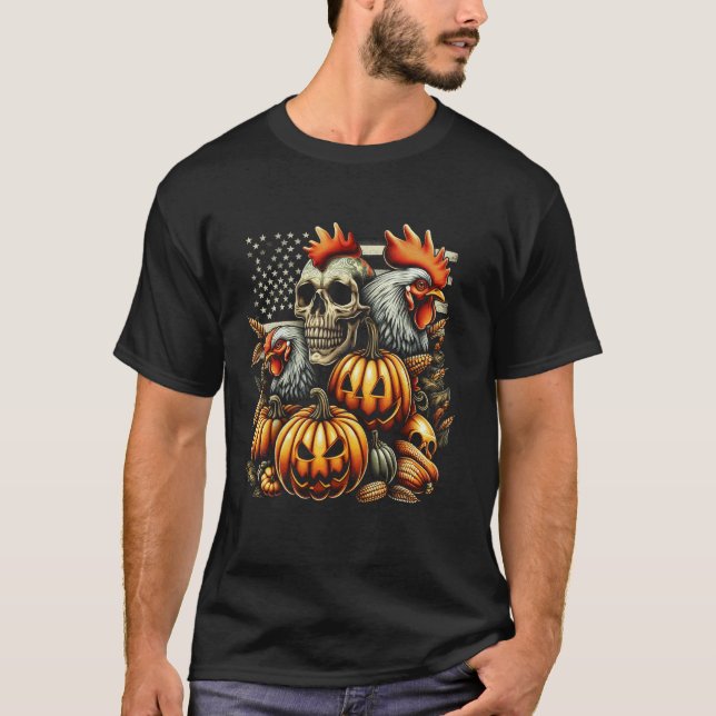 Farmers Chicken och Halloween T Shirt (Framsida)