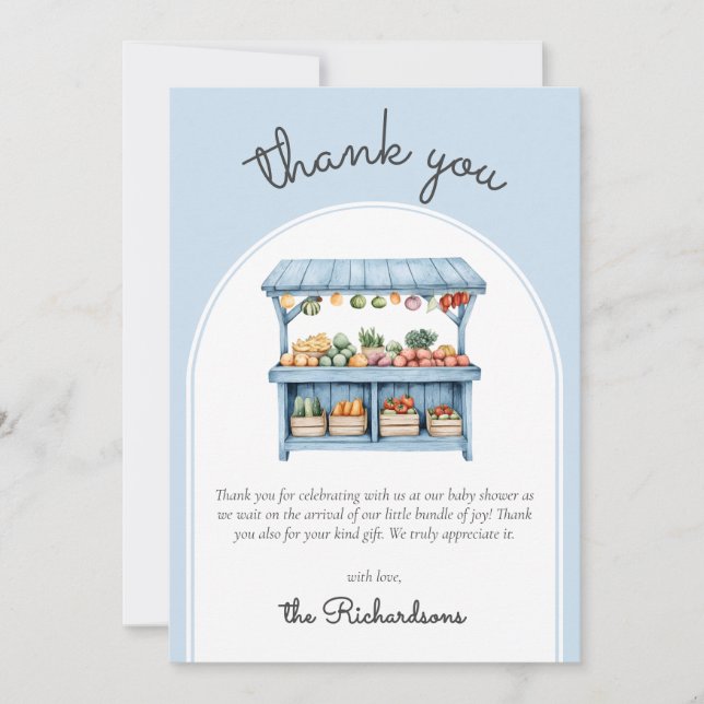 Farmers Market Boy Baby Shower Thank You Card Tack Kort (Framsida)