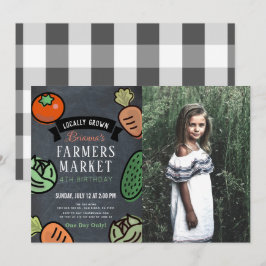 Farmers Market Chalkboard Kids Photo Birthday Inbjudningar