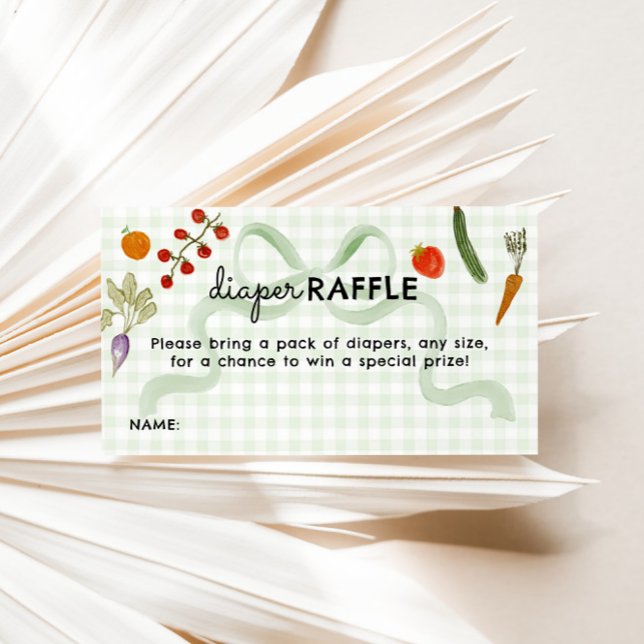 Farmer's Market Gingham Diaper Raffle Game Tilläggskort (Farmer's Market Baby Shower Diaper Raffle Enclosure Card)