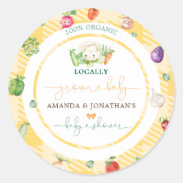 Farmers Market Grönsaker Baby Shower Gul Runt Klistermärke