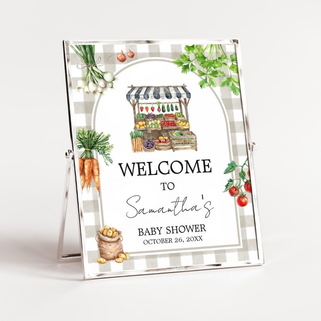 Farmers Market Locally Grown Shower Welcome Sign Poster (Farmers Locally Grown Shower Sign)