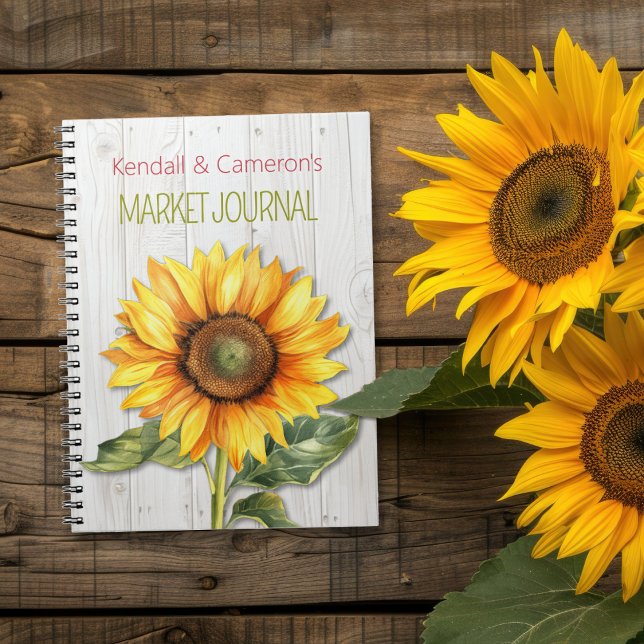 Farmers Market Personalized Sunflower Notebook Anteckningsbok (Skapare uppladdad)