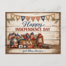 Farmhouse Americana självständighetsdag Helg Vykort