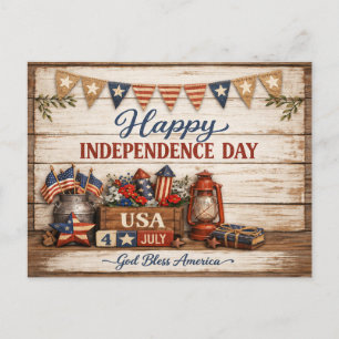 Farmhouse Americana självständighetsdag Helg Vykort