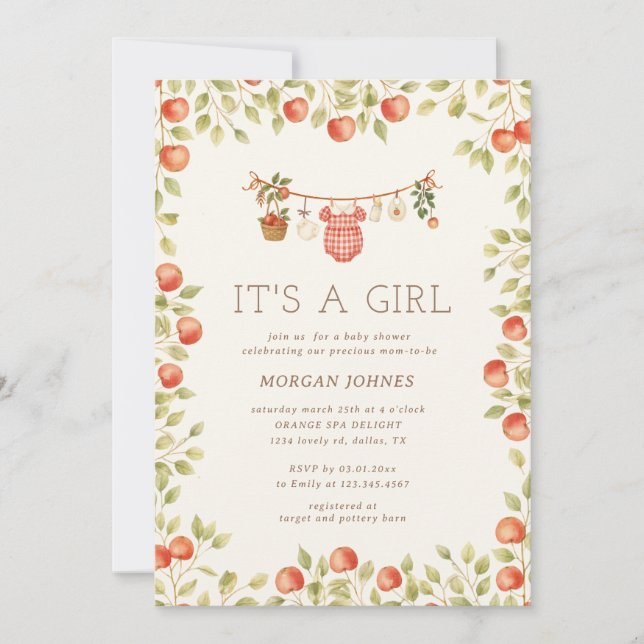 Farmhouse Baby Clothesline Baby Shower Inbjudningar (Framsida)