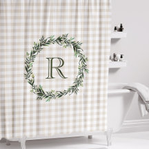 Farmhouse Beige Buffalo Plade Wandeans Monogram