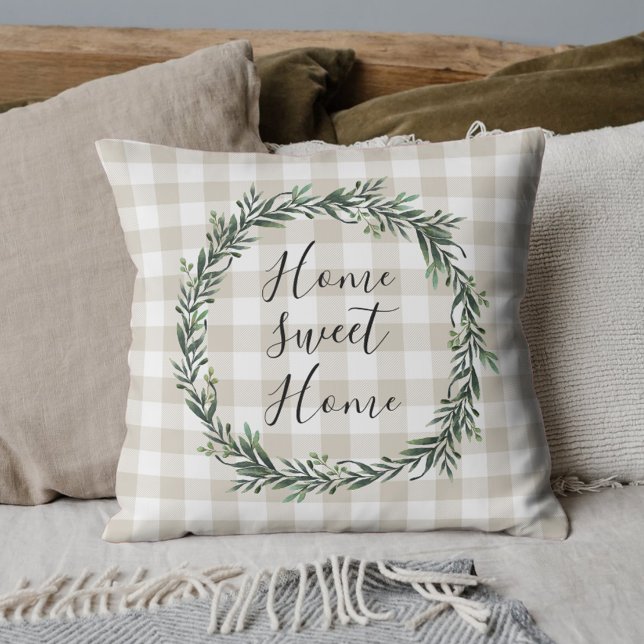 Farmhouse Beige Buffalo Play Home Sweet Home Home Kudde (Skapare uppladdad)