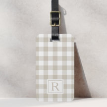 Farmhouse Beige Buffalo-rutig Monogram