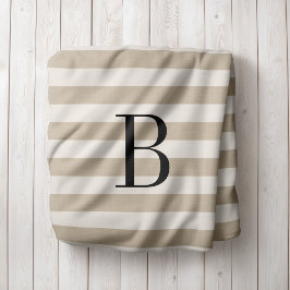 Farmhouse Beige Rand Monogram Blanket