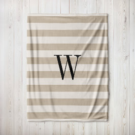 Farmhouse Beige Rand Monogram Blanket Fleecefilt