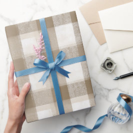 Farmhouse Beige White Buffalo Soft Plaid Pattern Presentpapper