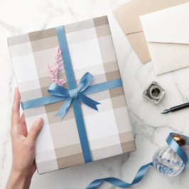 Farmhouse Beige White Buffalo Soft Plaid Pattern Presentpapper