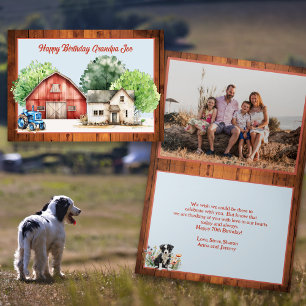 Farmhouse Birthday Hälsning med Photo Inside Kort