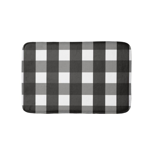 FARMHOUSE BLACK AND WHITE GINGHAM CHECK BADRUMSMATTA (Framsidan)