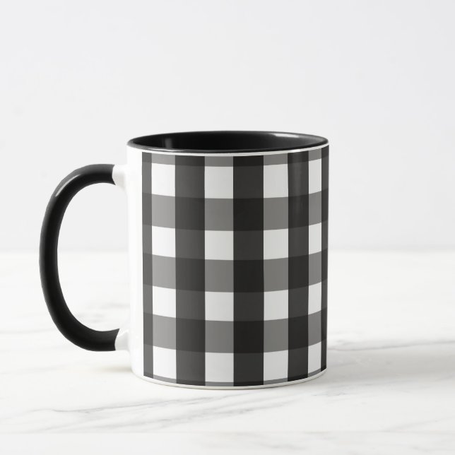 FARMHOUSE BLACK AND WHITE GINGHAM CHECK MUGG (Vänster)