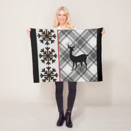 Farmhouse Black White Buffalo Play Hjort Snowflake Fleecefilt