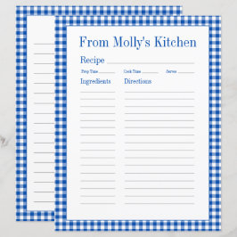 Farmhouse Blue and White Gingham Play Recipe Page