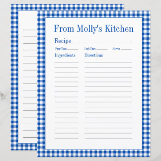Farmhouse Blue and White Gingham Play Recipe Page