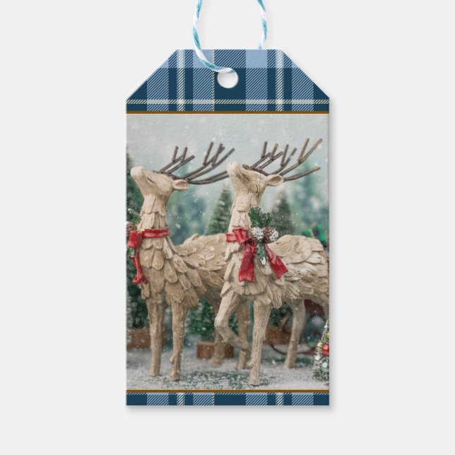 Farmhouse Blue Buffalo Play Watercolor Reindeer Presentetikett (Framsidan)