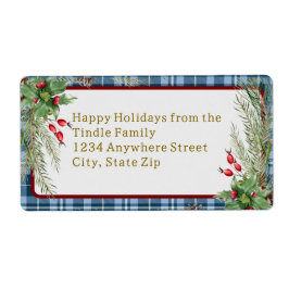 Farmhouse Blue Gingham Holly julretur Fraktsedel