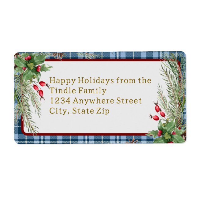 Farmhouse Blue Gingham Holly julretur Fraktsedel (Framsidan)