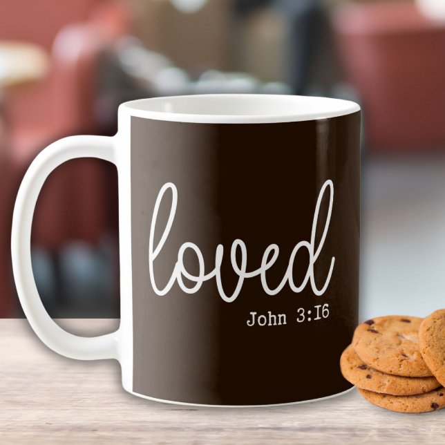 Farmhouse Brun Kärlek Tro Citat minimalistiskt Kaffemugg (Skapare uppladdad)