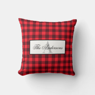 Farmhouse Buffalo Pput Family Namn och Monogram Kudde