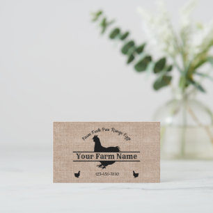 Farmhouse Burlap Chicken Split Monogram Egg Visitkort