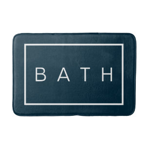 Farmhouse Chic Navy Blue White Minimal Typography Badrumsmatta