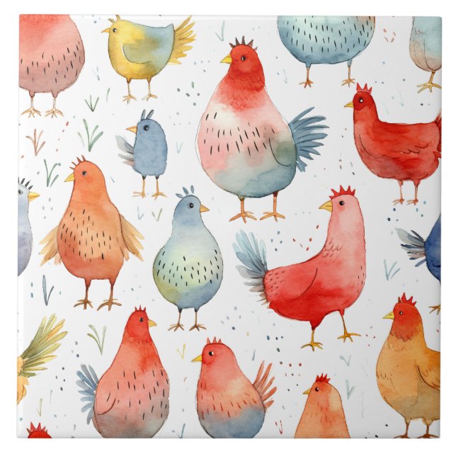 Farmhouse Chickens Kakelplatta (Framsidan)
