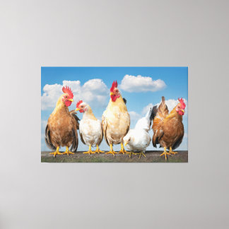 Farmhouse Chickens på en grumlig sommardag Canvas