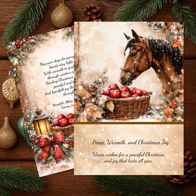 Farmhouse Christmas Horse Winter Scene Card | Inbjudningar (Skapare uppladdad)