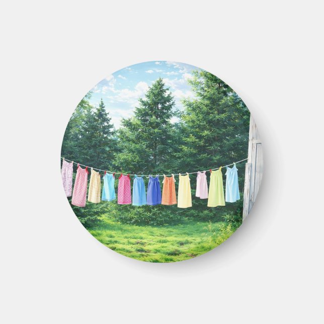 Farmhouse Clothesline Summer Day Magnet (Framsidan)