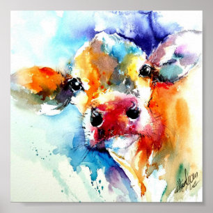 Farmhouse Cow av Natalie Graham - Poster